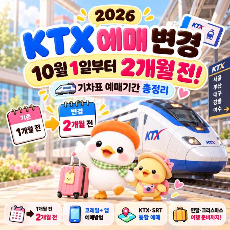 2026 KTX 예매 2개월 전부터｜10월 1일부터 기차표 언제 열릴까? 코레일+·KTX 통합운영 총정리