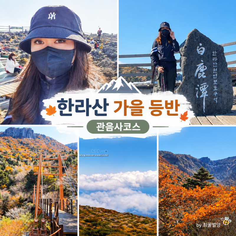 漢拏山観音寺コース予約 10月白鹿潭秋の登山服装 女性一人登山(観音寺登山、城板岳登...)