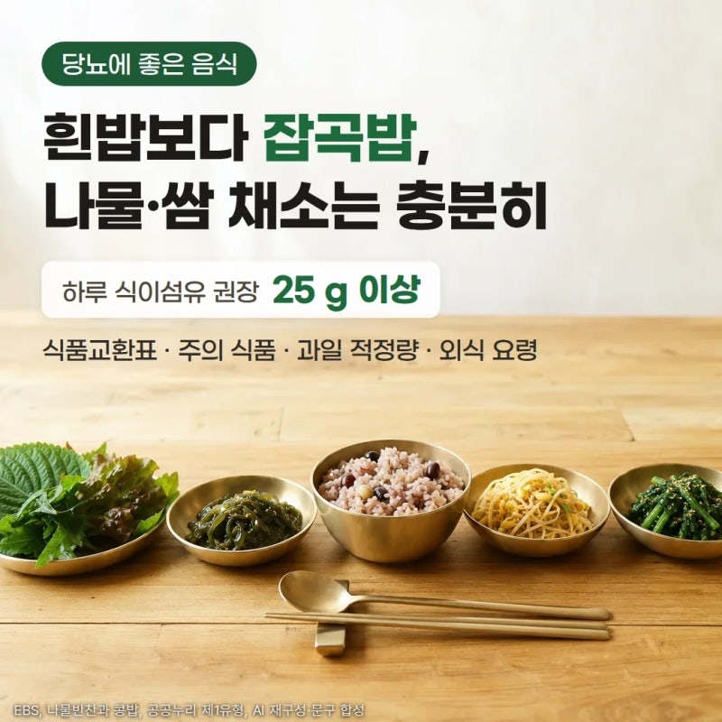 당뇨에 좋은 음식, 잡곡밥·채소·생과일 선택 기준 정리