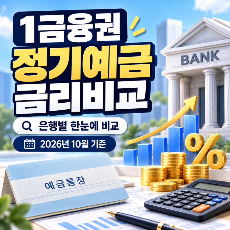 1금융권 정기예금 금리 비교 총정리! 국민, 신한, 농협, 우리, 하나은행 어디가 높을까?