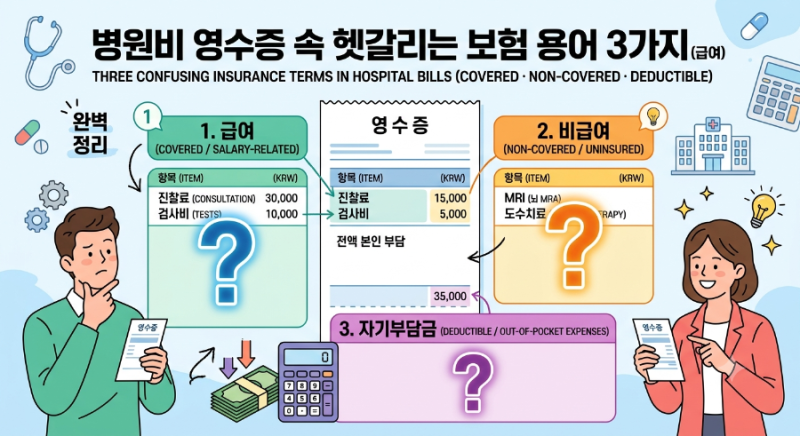 병원비 영수증 속 헷갈리는 보험 용어 3가지 (급여·비급여·자기부담금)