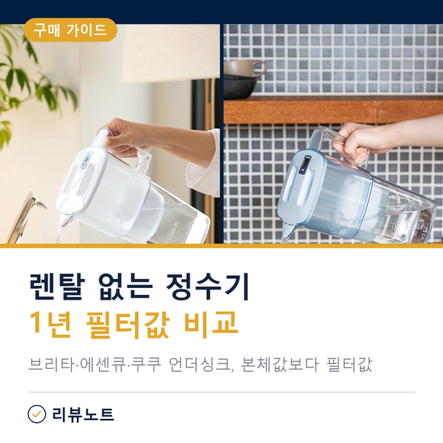 자가설치 정수기 필터 비용, 브리타 VS 에센큐 VS 쿠쿠 언더싱크 1년에 얼마 들까?