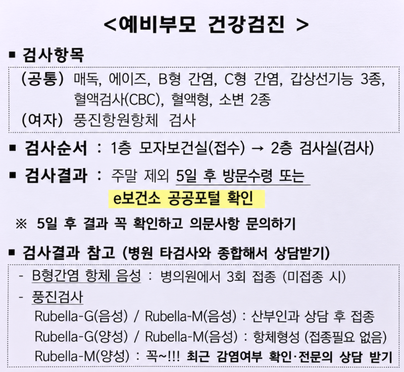 부산 북구보건소 무료 산전검사｜서류·비용·결과