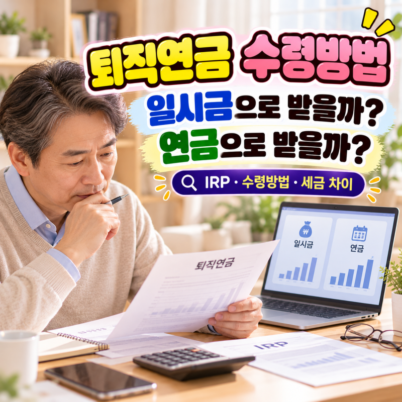 2026 퇴직연금 수령방법 (IRP 계좌·일시금·연금·세금 차이)