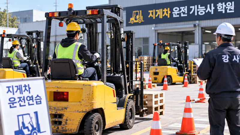 “유튜브만 보고 가능할까?” 지게차운전기능사 실기 독학 vs 학원, 몇 시간 연습해야 할까?
