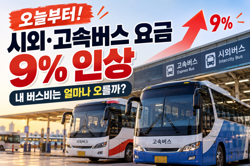 오늘부터 시외·고속버스 요금 9% 인상, 내 버스비는 얼마나 오를까?