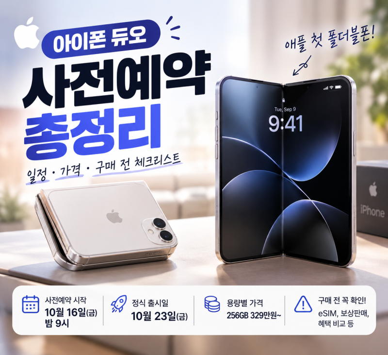 아이폰 듀오 사전예약 총정리 — 10월 16일 밤 9시 일정, 용량별 가격, 주문 전 꼭 확인할 것