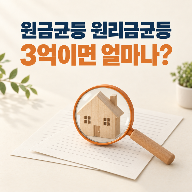 원금균등 원리금균등 차이, 주담대 3억이면 얼마나 달라질까?
