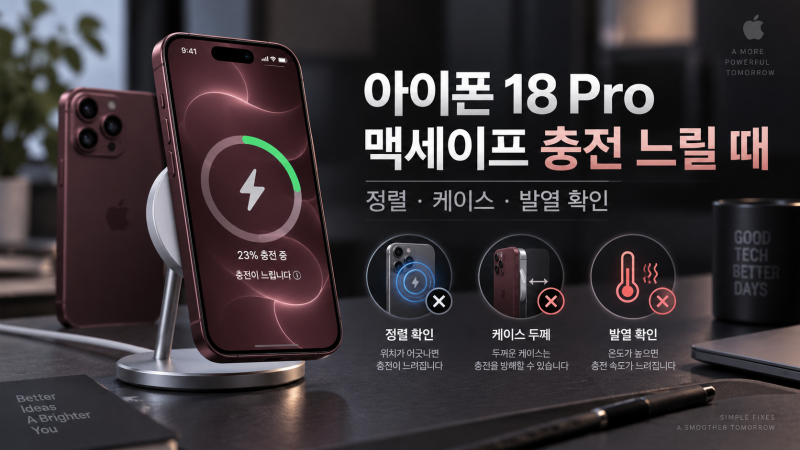 아이폰 18 Pro 맥세이프 충전 느릴 때｜정렬·케이스·발열 확인