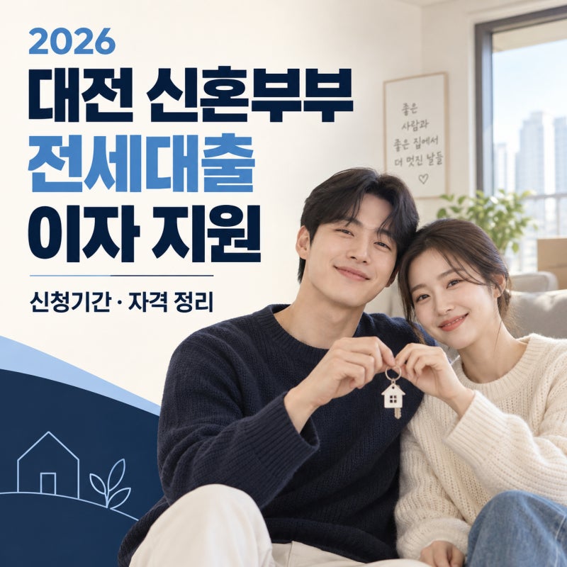 대전 신혼부부 전세자금 대출이자 지원 2026 | 연 1.6% 이자 지원, 신청기간·자격 총정리