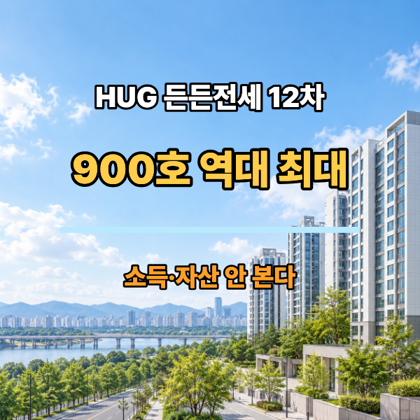 2026 HUG 든든전세 12차 900호 : 소득·자산 안 보는데 보증금은 얼마? 서울·인천·부천 비교