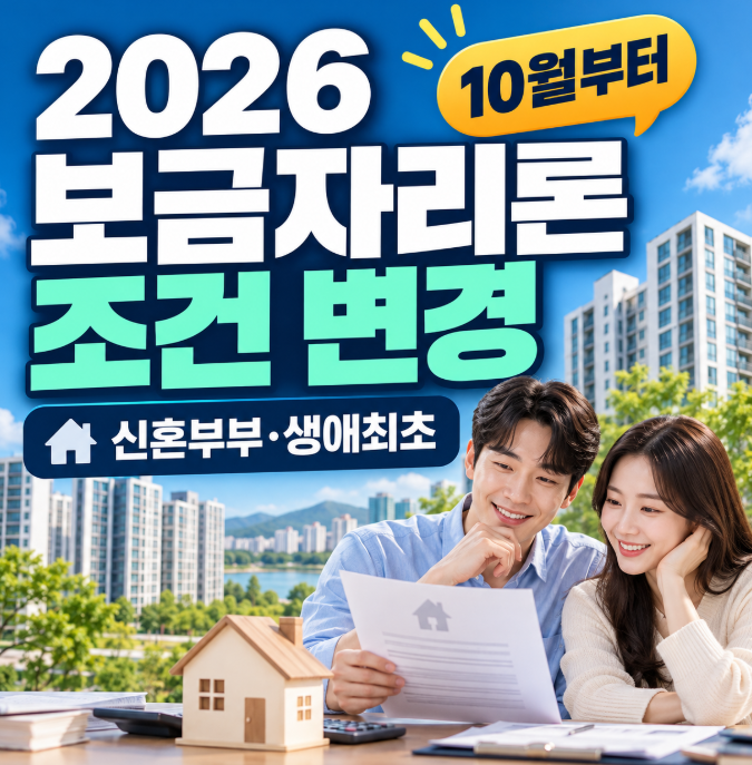 2026 보금자리론 조건 변경｜신혼부부·생애최초 대출, 10월부터 뭐가 달라졌나