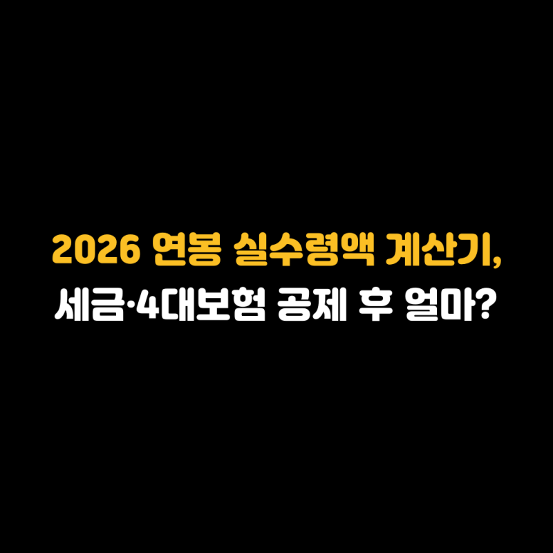 2026 연봉 실수령액 계산기, 세금·4대보험 공제 후 얼마?