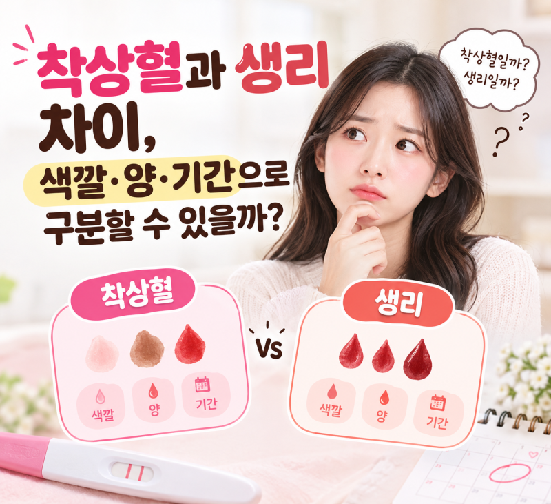 착상혈과 생리 차이, 색깔·양·기간으로 구분할 수 있을까?