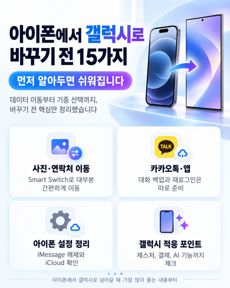 아이폰에서 갤럭시로 바꾸기 전 알아둘 것 15가지