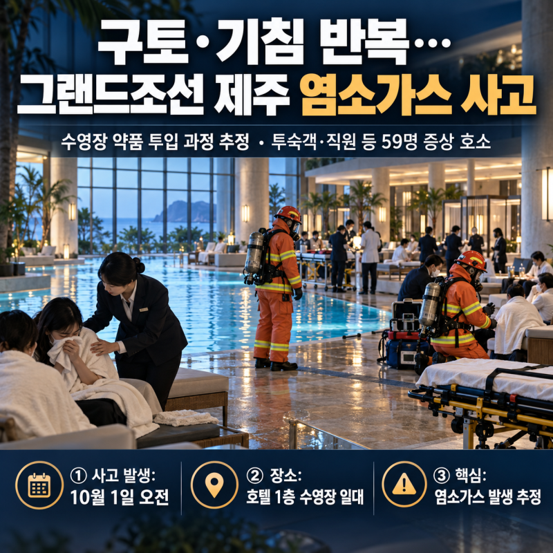 구토·기침 반복…그랜드조선 제주서 염소가스 발생, 59명 병원 이송