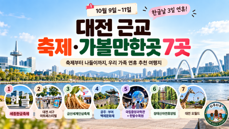 한글날 연휴 집에만 있기 아깝다! 대전 근교 가볼만한곳 7곳.