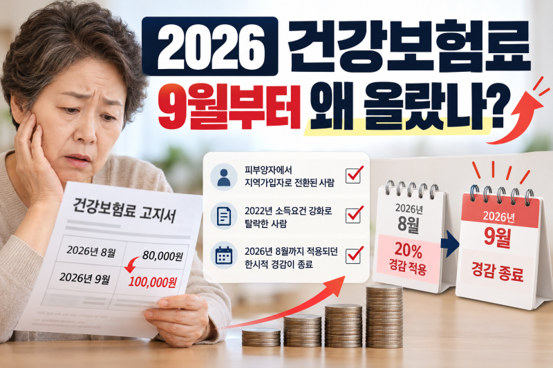 2026 건강보험료 9월부터 왜 올랐나? 피부양자 경감 종료·조회·조정 방법