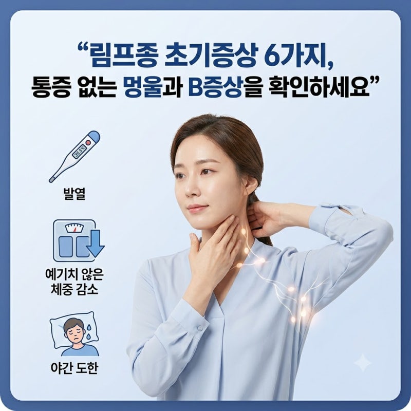 림프종 초기증상 6가지, 통증 없는 멍울과 B증상을 확인하세요