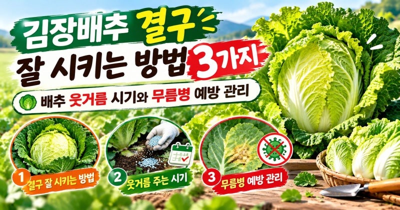 김장배추 결구 잘 시키는 방법 3가지 배추 웃거름 시기와 무름병 예방 관리