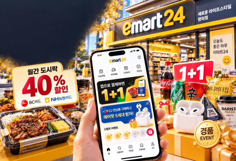 이마트24 10월 행사 총정리｜도시락 40% 할인·앱 1+1·에어팟 이벤트까지
