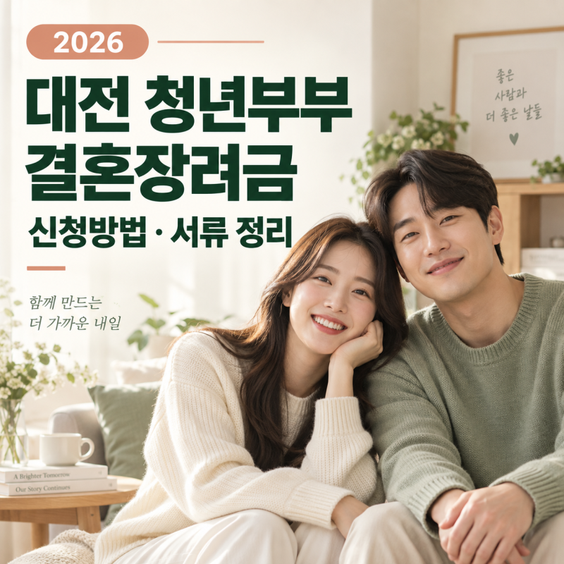 대전 청년부부 결혼장려금 2026 | 최대 500만 원, 내년부터 300만 원으로 줄어요 (신청방법·서류....