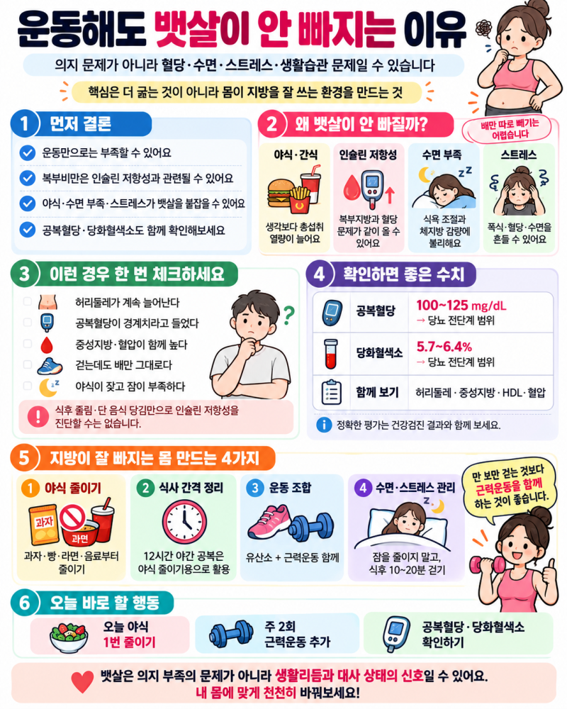 뱃살 빼는법, 운동해도 안 빠진다면? 인슐린 저항성·혈당부터 확인하세요