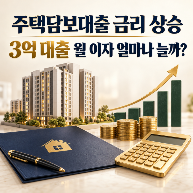 주택담보대출 금리 상승, 3억 대출 월 이자 얼마나 늘까?