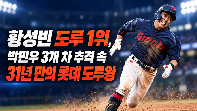 "황성빈 도루 1위, 박민우 3개 차 추격 속 31년 만의 롯데 도루왕"