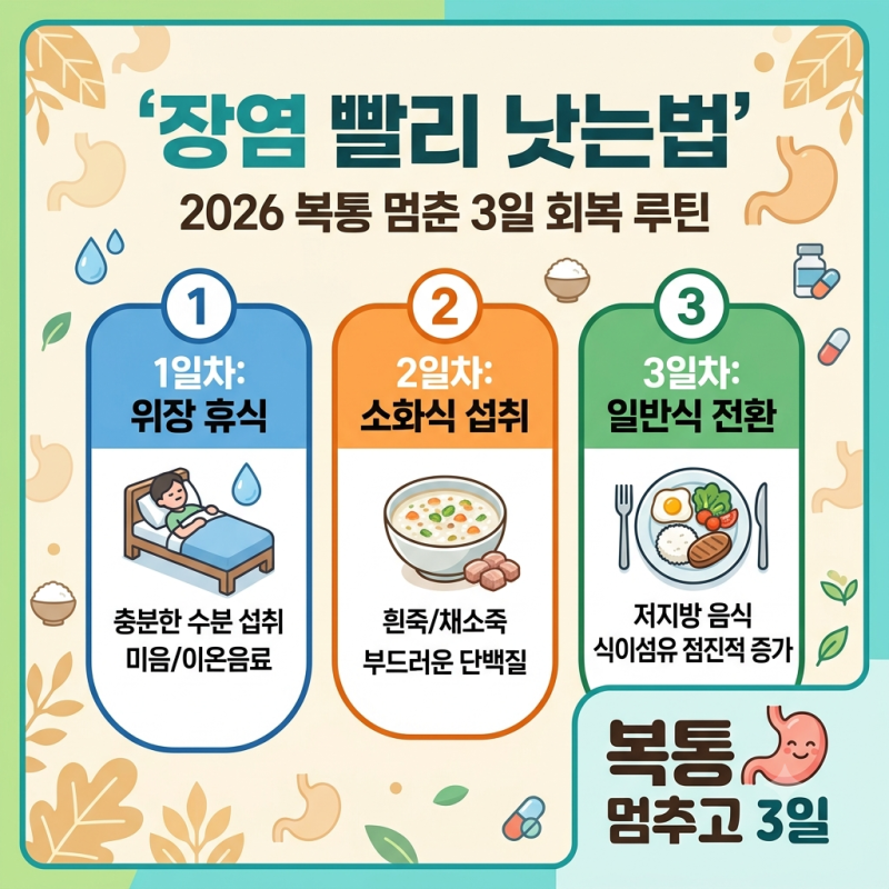 장염 빨리 낫는법 2026 복통 멈춘 3일 회복 루틴