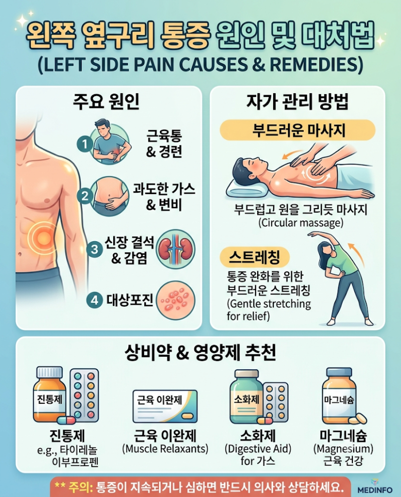 왼쪽 옆구리 통증 주요 원인 마사지 치료 방법