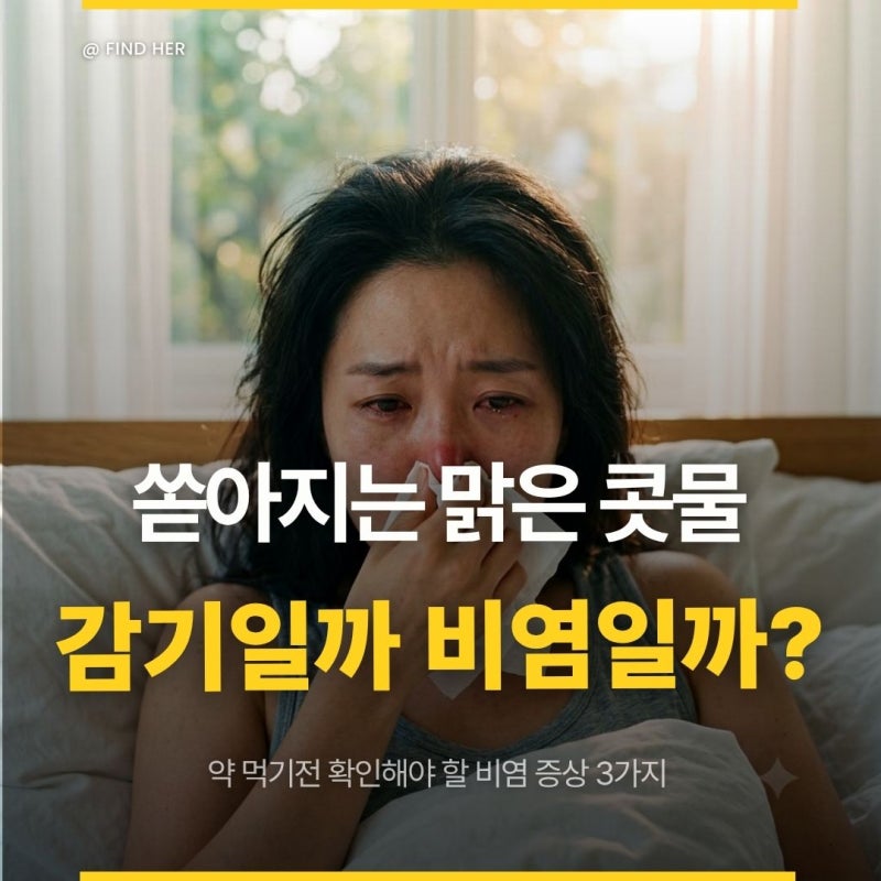 "콧물 색깔만 봐도 바로 압니다" 감기약 먹어도 안 들을 때 확인해야 할 비염 신호 3가지