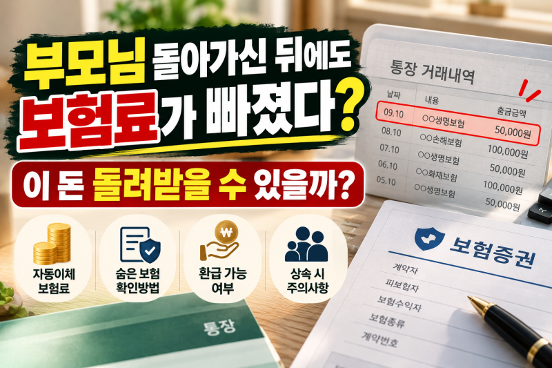 부모님 사망 후 보험료가 계속 빠져나갔다면? 자동이체 보험료 환급·보험계약 확인방법