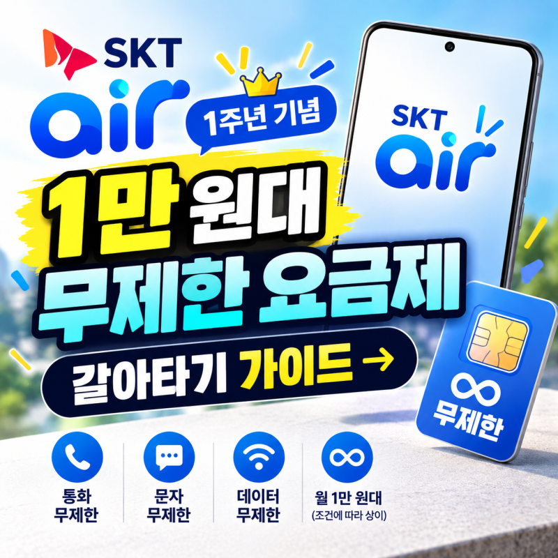 SKT air 1주년 기념 1만 원대 무제한 요금제 갈아타기 가이드