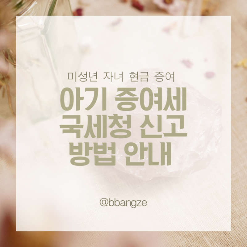 아기 증여세 신고 방법｜국세청 홈택스 미성년 자녀 현금증여