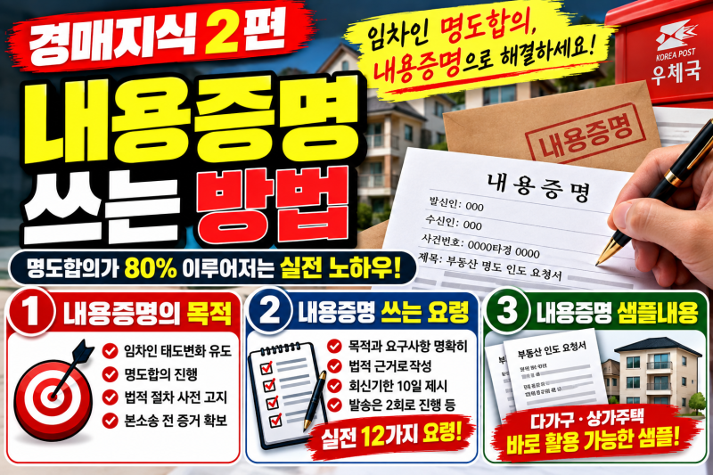 경매지식 2편 내용증명 쓰는 방법 명도합의부터 인도명령까지