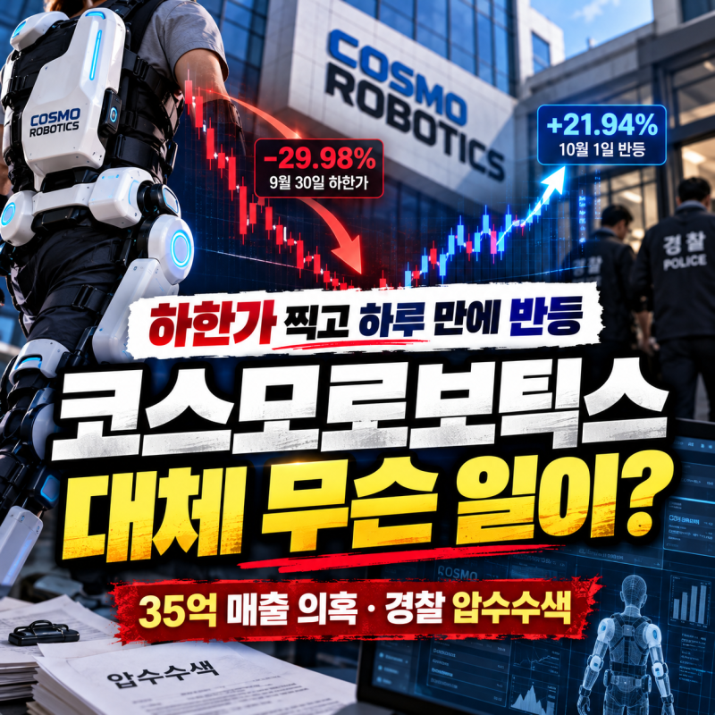 코스모로보틱스 하한가 무슨 일 압수수색과 매출 의혹 정리