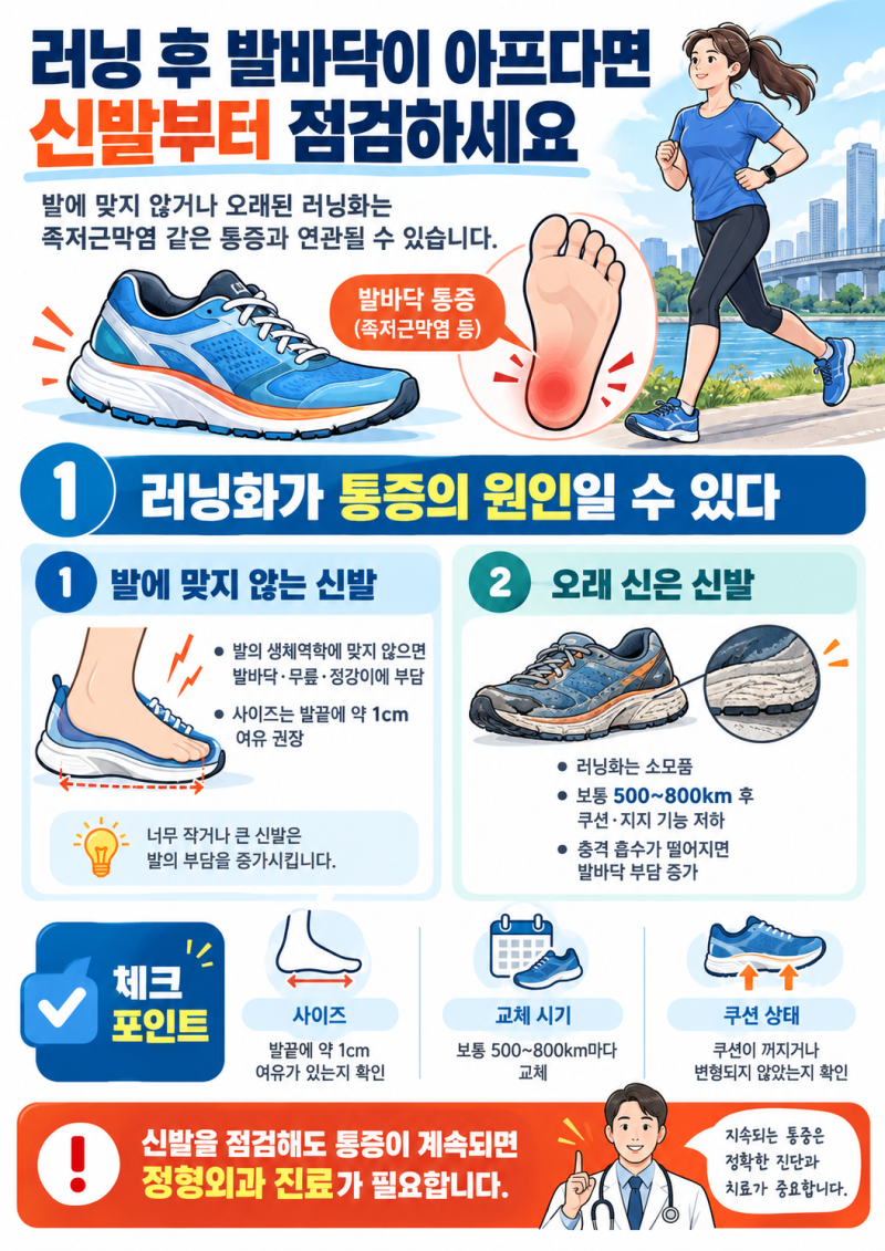 러닝 후 발바닥이 아프다면 러닝화부터 확인하세요, 족저근막염에 맞는 신발 조건 4가지