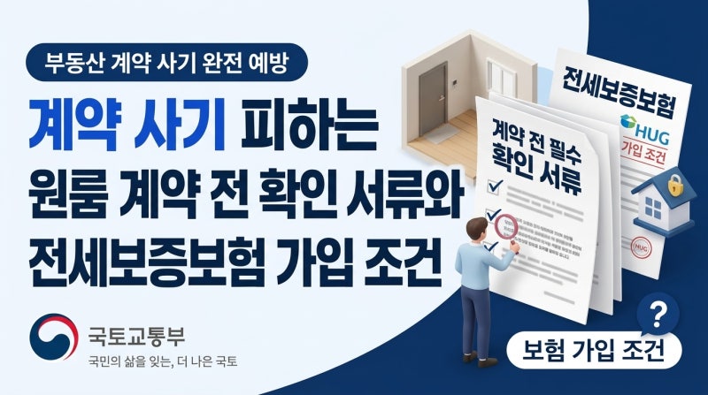계약 사기 피하는 원룸 계약 전 확인 서류와 전세보증보험 가입 조건
