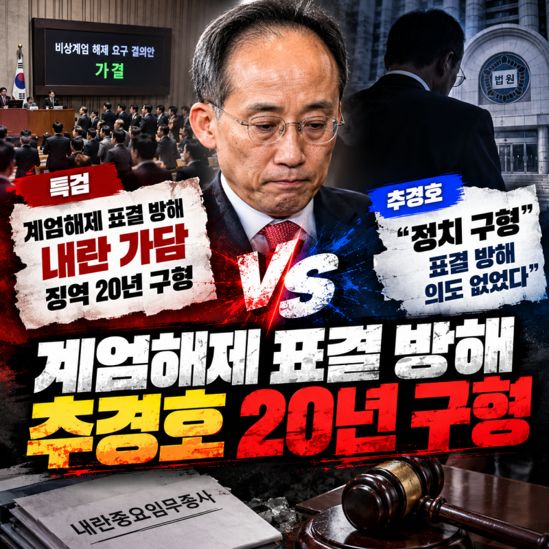 [정치] ‘계엄해제 표결 방해’ 추경호 징역 20년 구형…특검 “내란 가담” vs 추경호 “정치....