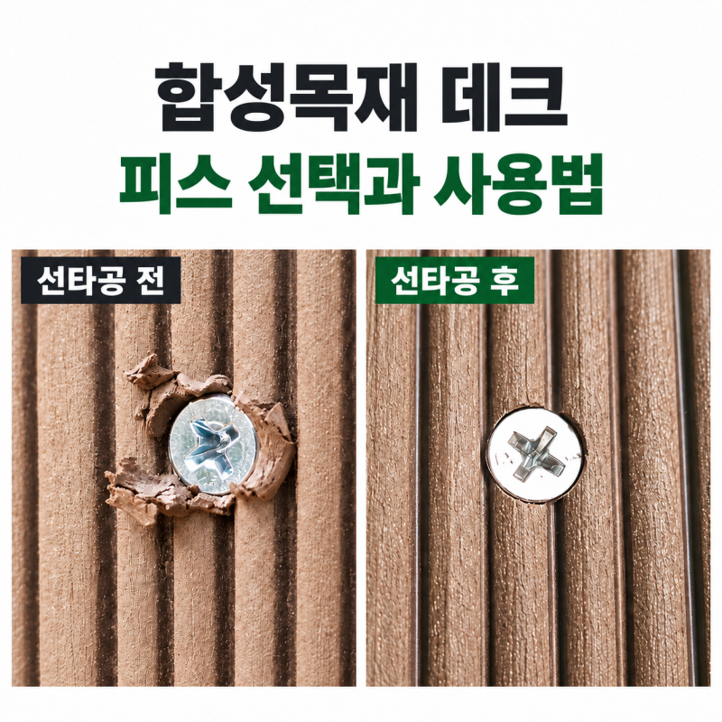 합성목재 데크 피스 사용법, 선타공부터 스텐피스 선택까지