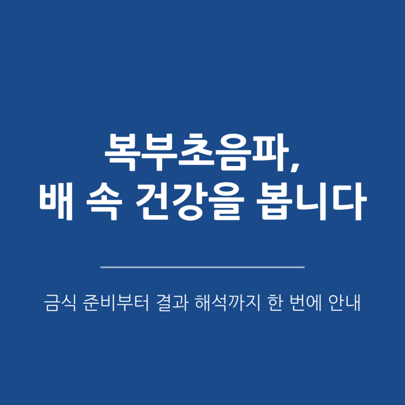 [동탄 간암검진] 복부초음파 검진, 금식 준비부터 결과 해석까지