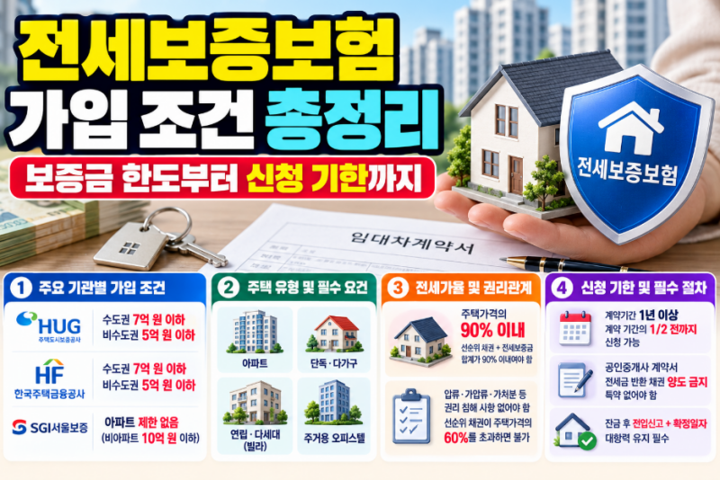 전세보증보험 가입 조건 총정리: 보증금 한도부터 신청 기한까지