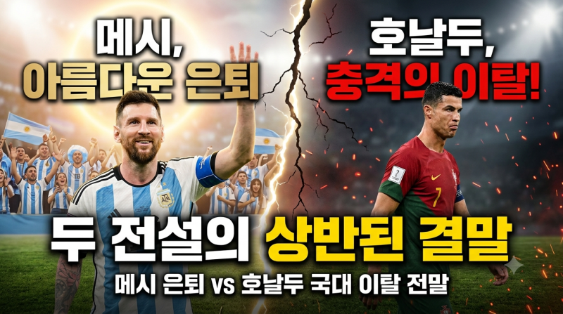 박수칠 때 떠나는 메시 vs 갈등 속 이탈한 호날두, 두 전설의 극과 극 결말