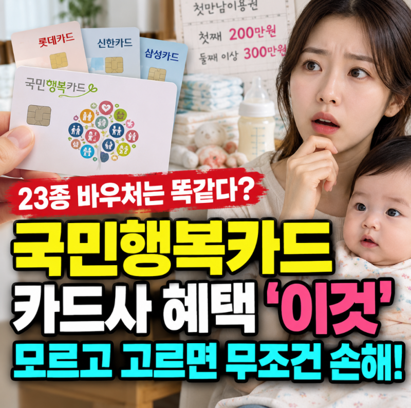 국민행복카드 '23종 바우처는 똑같다' 카드사 3곳 '이렇게' 골라야 한다는데