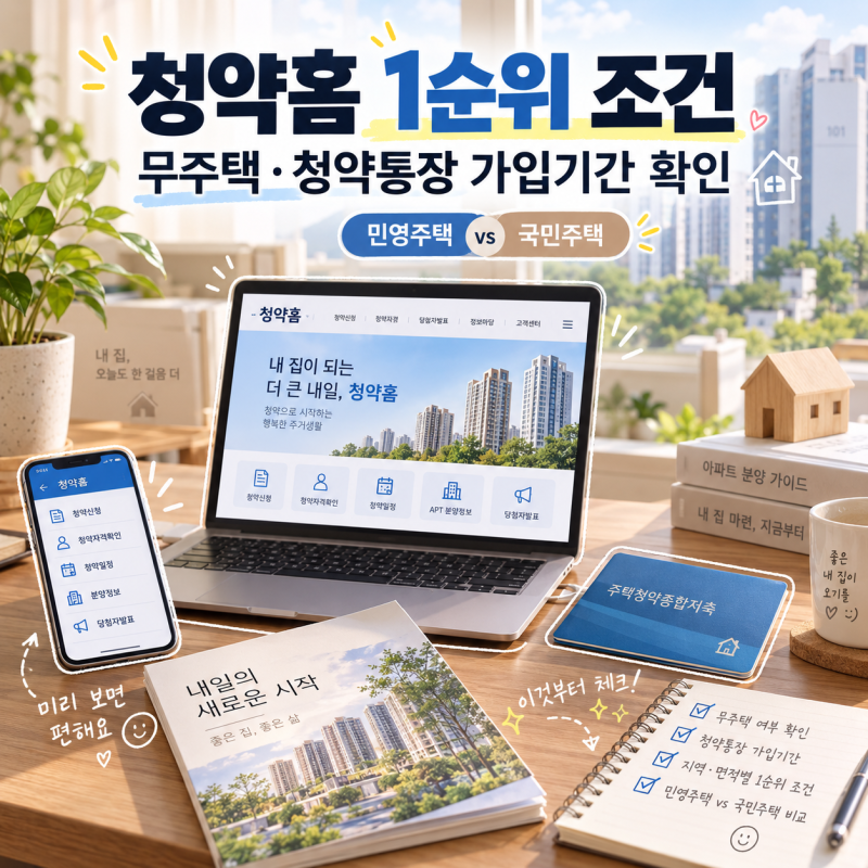 청약홈 1순위 조건 무주택 청약통장 가입기간 확인방법