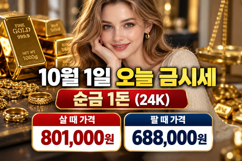 10월 1일 오늘 금시세 순금 1돈 24K 18K 14K 백금 은 가격 총정리