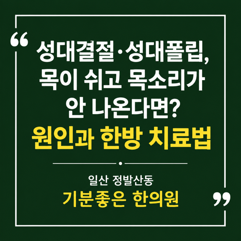 일산 성대결절·성대폴립 한의원, 목이 쉬고 목소리가 안 나온다면? 원인과 한방 치료법