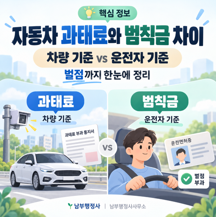 자동차 과태료와 범칙금 차이, 벌점까지 같이 확인하세요.