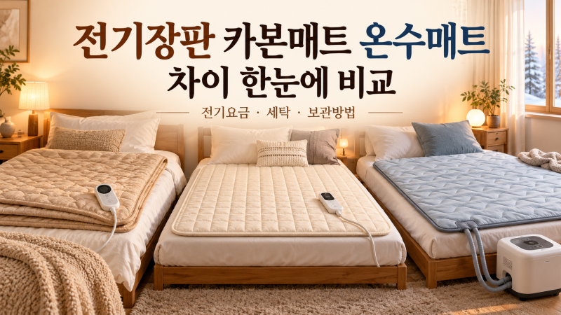 전기장판 카본매트 온수매트 차이 비교 (+전기요금·세탁·보관방법)
